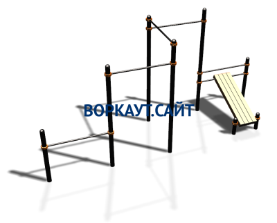 Воркаут комплекс разноуровневых турников со скамьей для пресса ВС-37 в Абакане