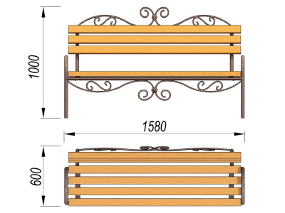 Лавочка кованная МАФ 1606 в Абакане