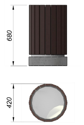 Урна деревянная круглая с бетонным основанием МАФ 1632 в Абакане