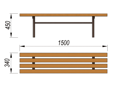 Лавочка без спинки МАФ 1601 в Абакане