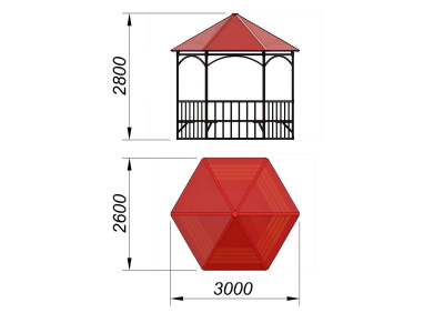 Беседка с лавками и полом МАФ 4122 в Абакане