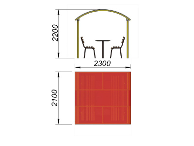 Стол и лавки под навесом МАФ 4005 в Абакане