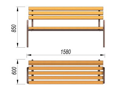 Парковая лавочка со спинкой МАФ 1605 в Абакане