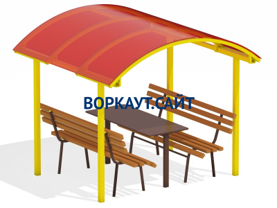 Стол и лавки под навесом МАФ 4005 в Абакане