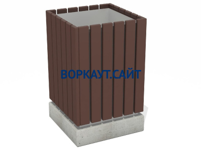 Урна деревянная квадратная с бетонным основанием МАФ 1633 в Абакане